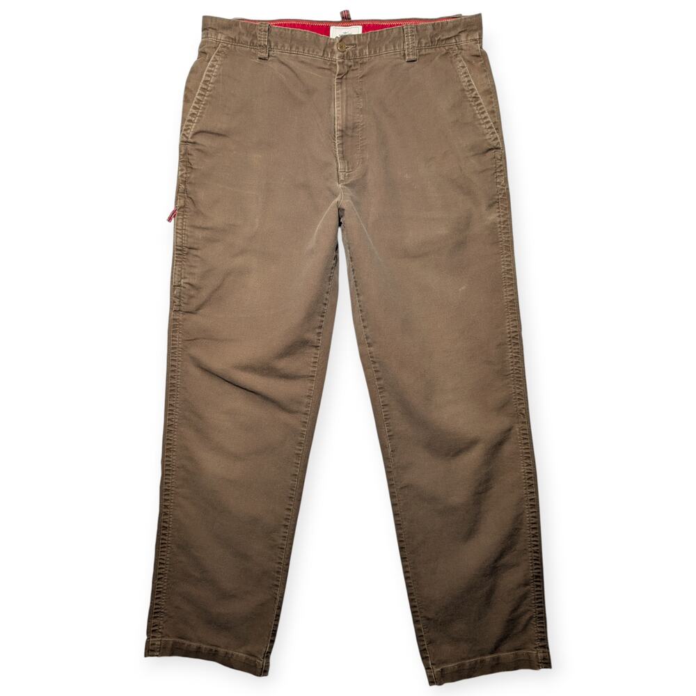 Dockers Brown Cotton Chino‎ Pants Mens 36x32.5 Relaxed Fit Flat Front Casual
